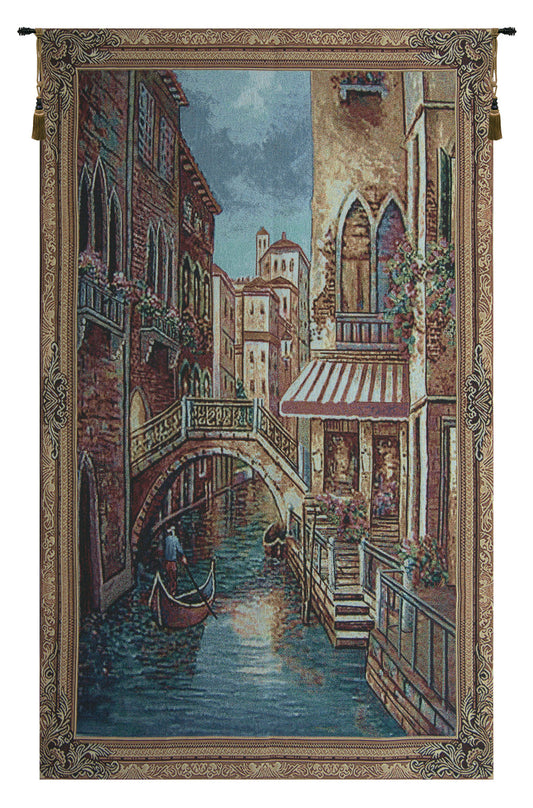 Canal With Shops II Tapestry Wall Art