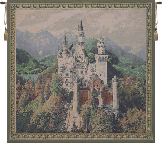 Neuschwanstein Castle Grey Belgian Tapestry Wall Art