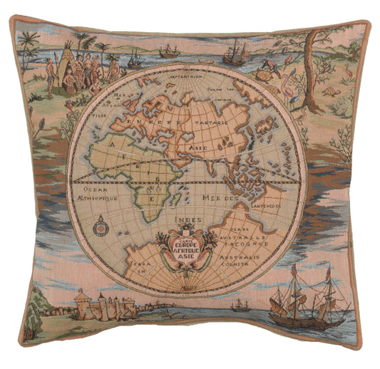 Map of the World Europe Asia Africa French Cushion Cover