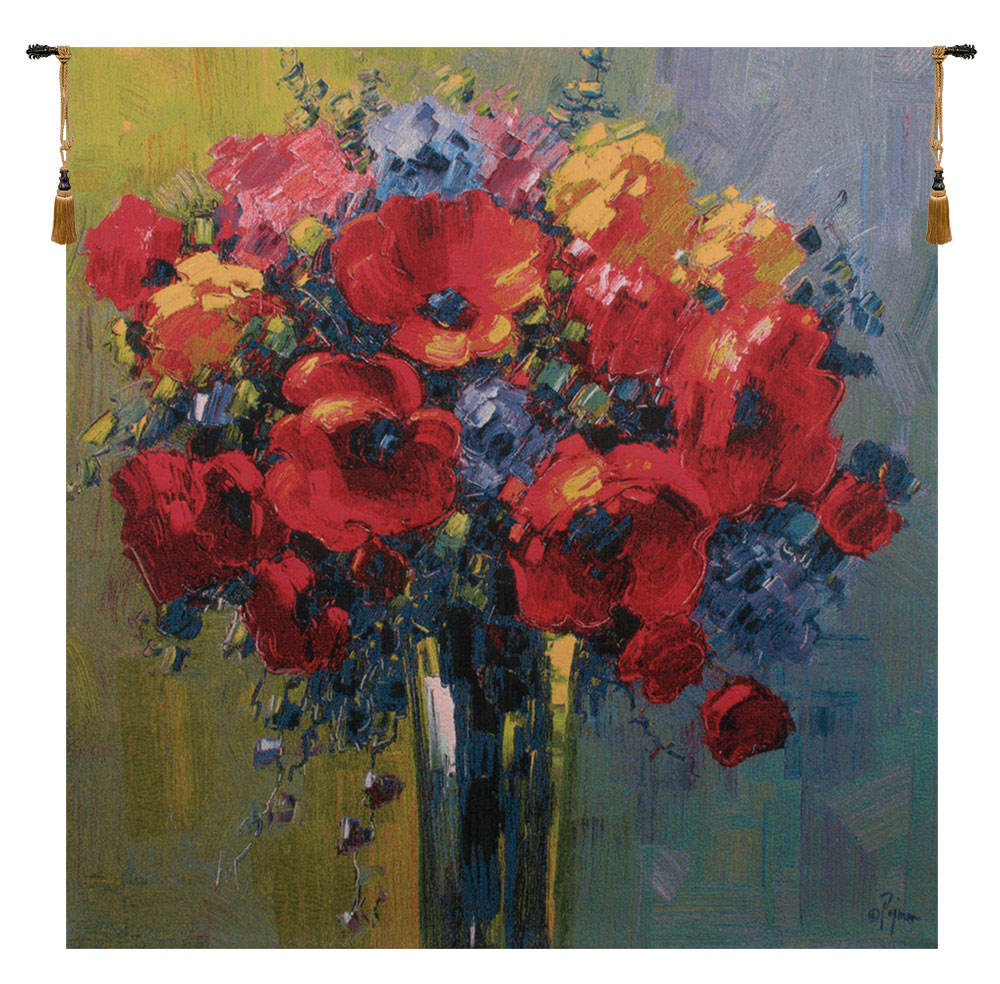 Poppy Bouquet by Pejman Belgian Tapestry Wall Art
