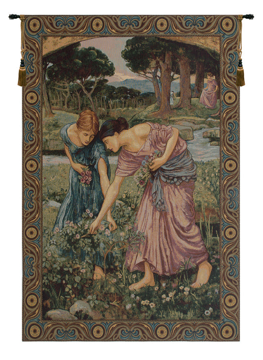 Gathering Rose Buds Italian Wall Tapestry