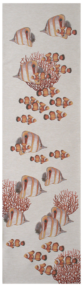 Exotic Fish White French Table Runner