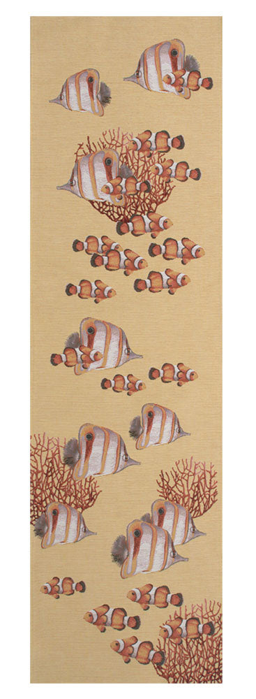 Exotic Fish Yellow French Table Runner