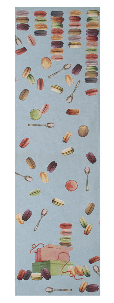Macaroons Blue French Table Runner