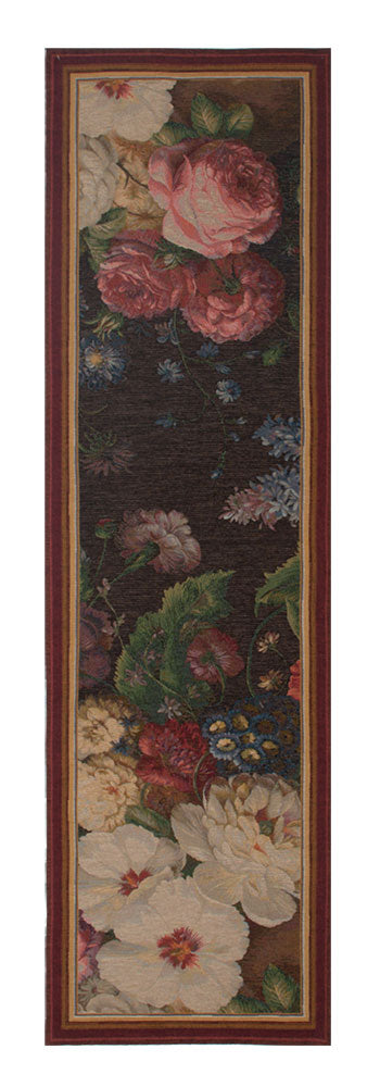 Flowers Dark French Table Runner