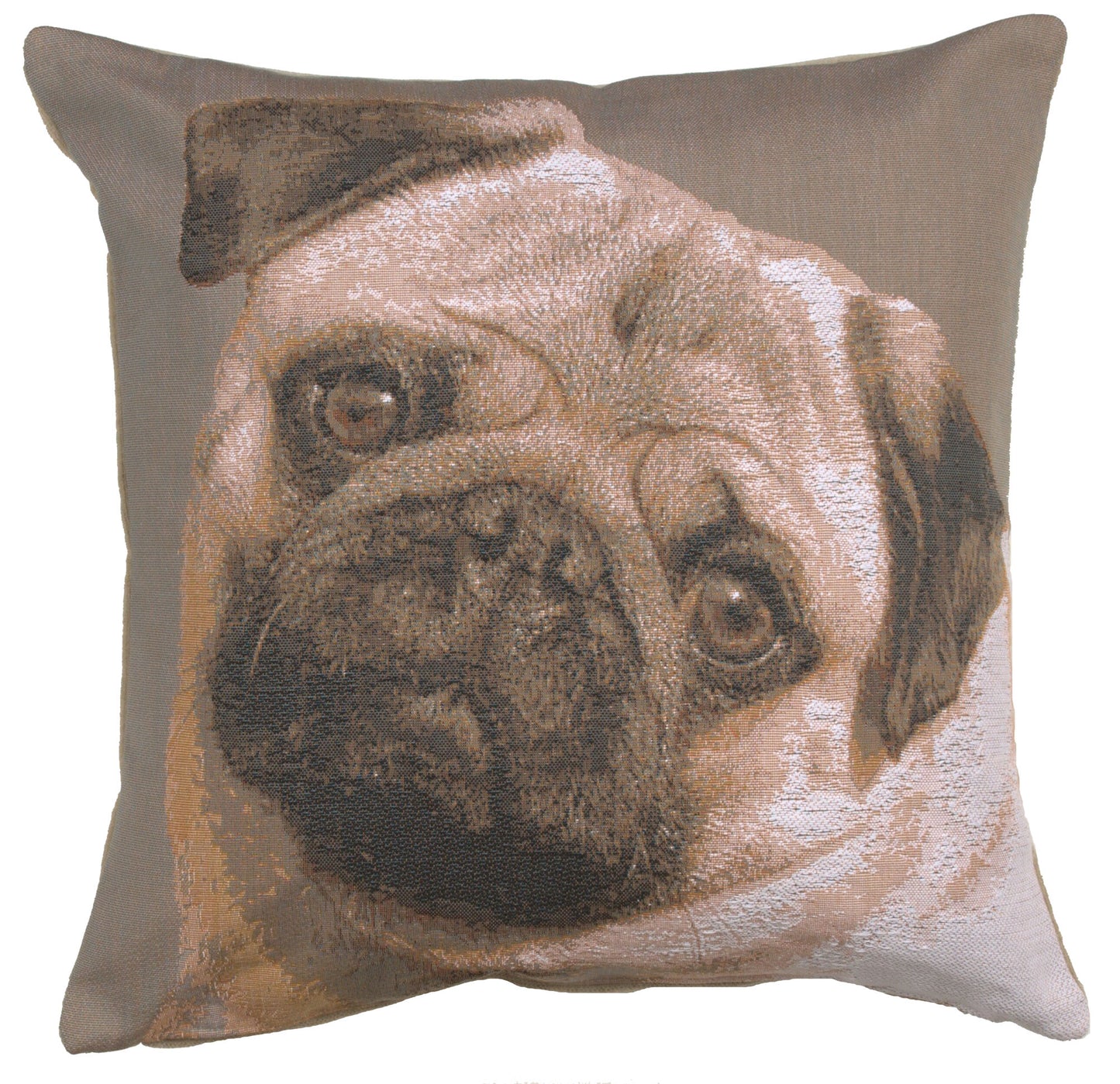 Pugs Face Grey  French Cushion Cover