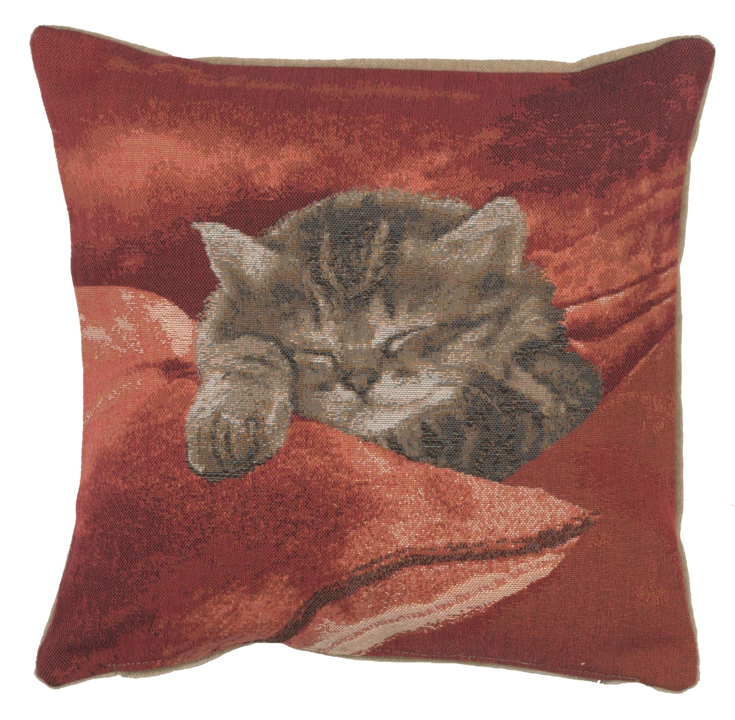 Sleeping Cat Red II French Cushion Cover