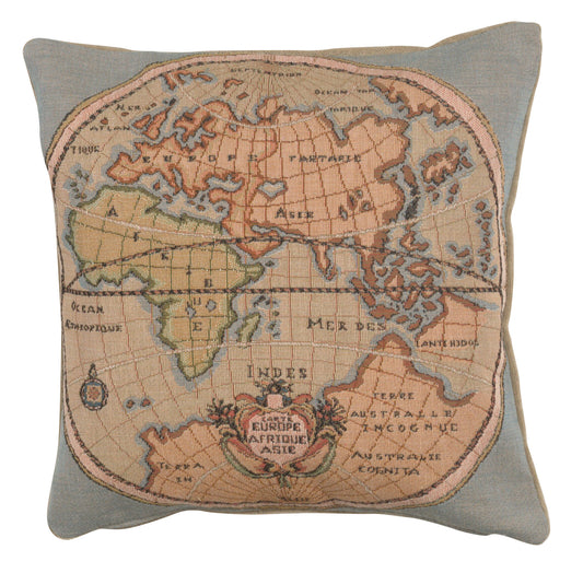 Map of Europe Asia and Africa French Cushion Cover