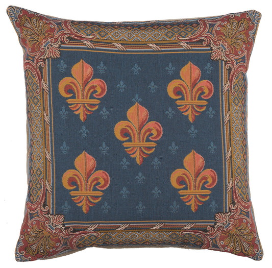 Lys flower In Blue  French Cushion Cover