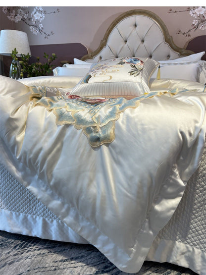 Acacia Egyptian Cotton Embroidery Luxury Duvet Cover Bedding Set