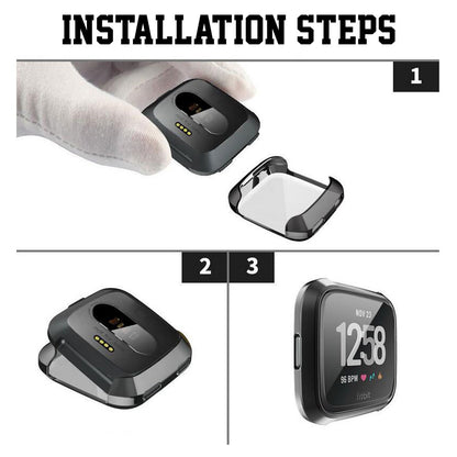 Fitbit Versa Protective Cases Full Coverage Cover Screen Protector Thin Soft TPU