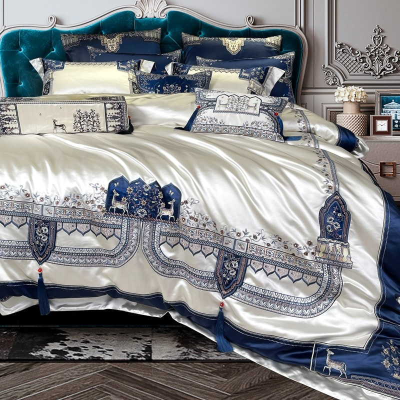 Arianell Luxury Embroidered Tassel Duvet Cover Bedding Set