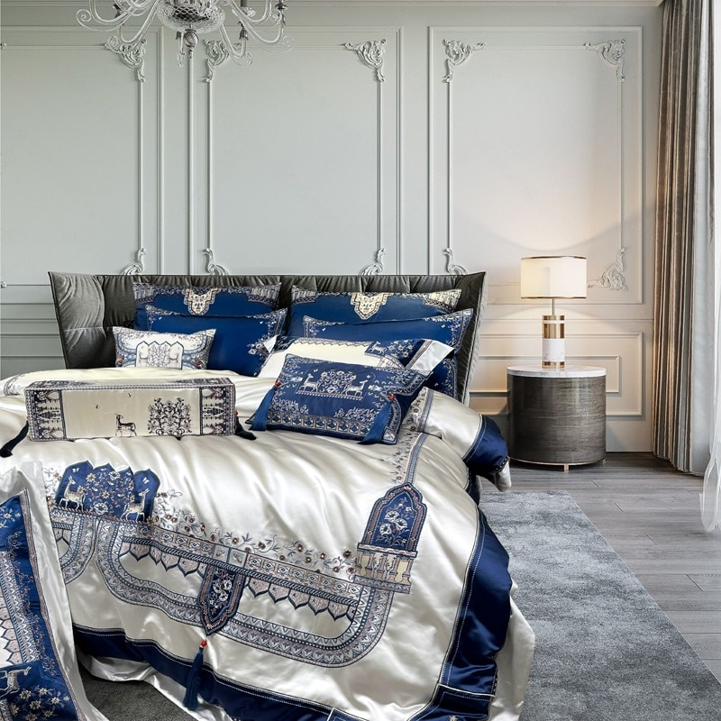 Arianell Luxury Embroidered Tassel Duvet Cover Bedding Set