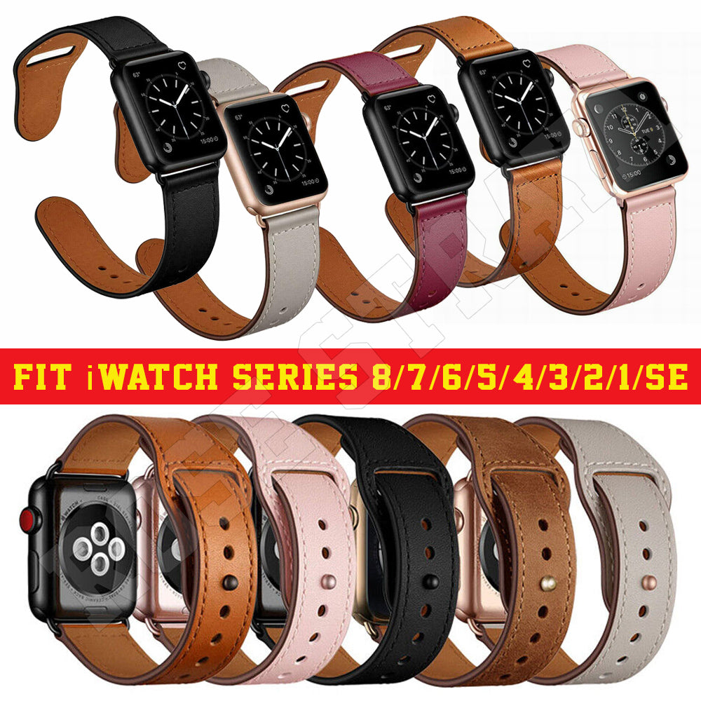 Genuine Leather Strap Fit Apple Watch iWatch Series SE 8 7 6 5 4 3 2 1 41mm 45mm
