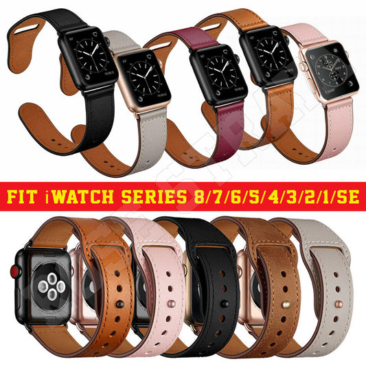 Genuine Leather Strap Fit Apple Watch iWatch Series SE 8 7 6 5 4 3 2 1 41mm 45mm