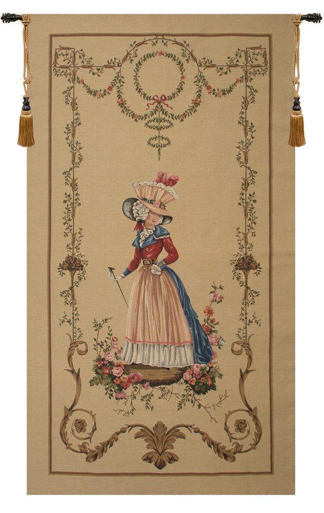 A Lady Waiting European Tapestry Drawing Room Entrance Decor - RoseStraya.com