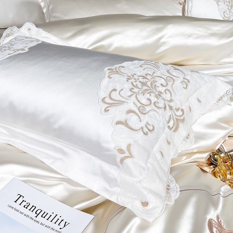 Abrial White Embroidery Egyptian Cotton Duvet Cover Set - RoseStraya.com