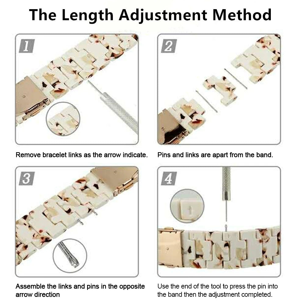 Eco Resin Metal Watch Band Fit Apple Watches Series 8,7,6,5,4,3,2,1,SE,Ultra