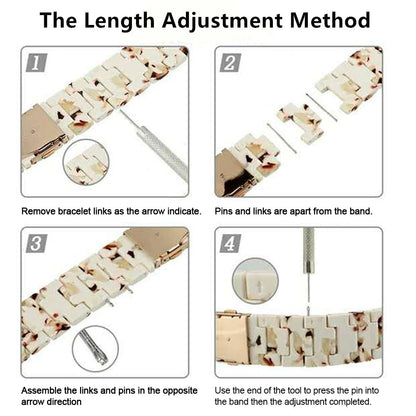 Eco Resin Metal Watch Band Fit Apple Watches Series 8,7,6,5,4,3,2,1,SE,Ultra
