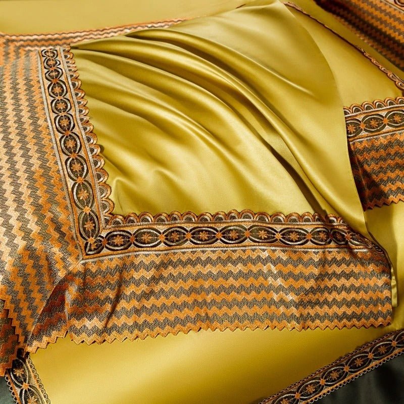 Adriel Golden Egyptian Cotton Embroidery Duvet Cover Set - RoseStraya.com