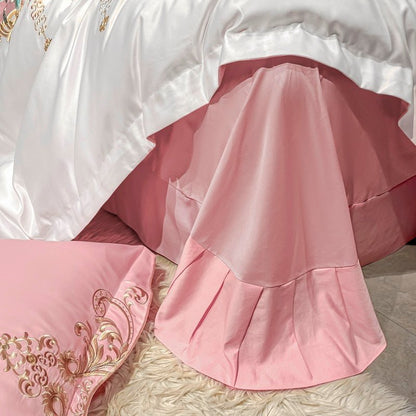 Alessia Canyon Pink Embroidery Egyptian Cotton Duvet Cover Set - RoseStraya.com
