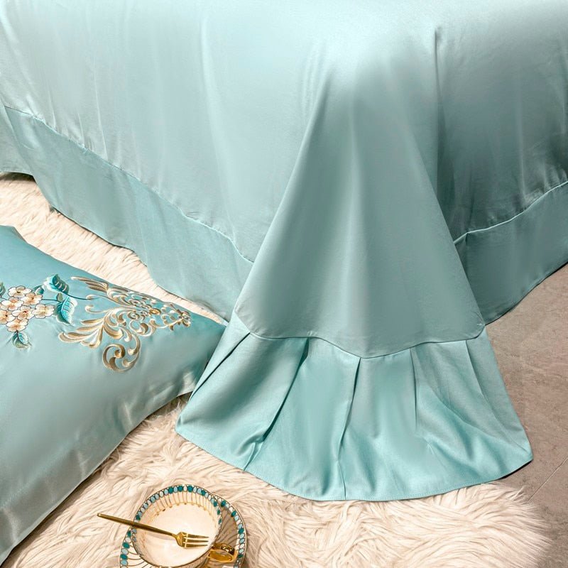 Alessia Flemish Sky Embroidery Egyptian Cotton Duvet Cover Set - RoseStraya.com