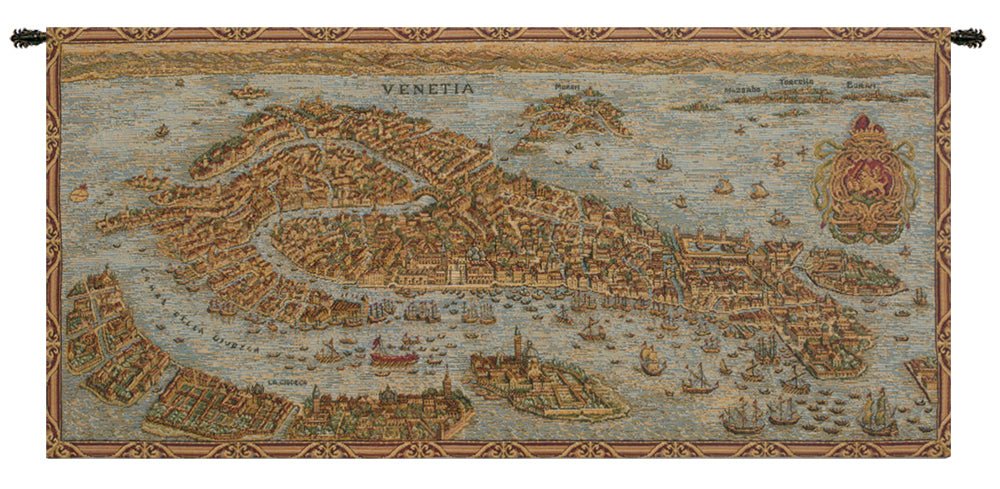 Ancient Map of Venice Horizontal Italian Tapestry - RoseStraya.com
