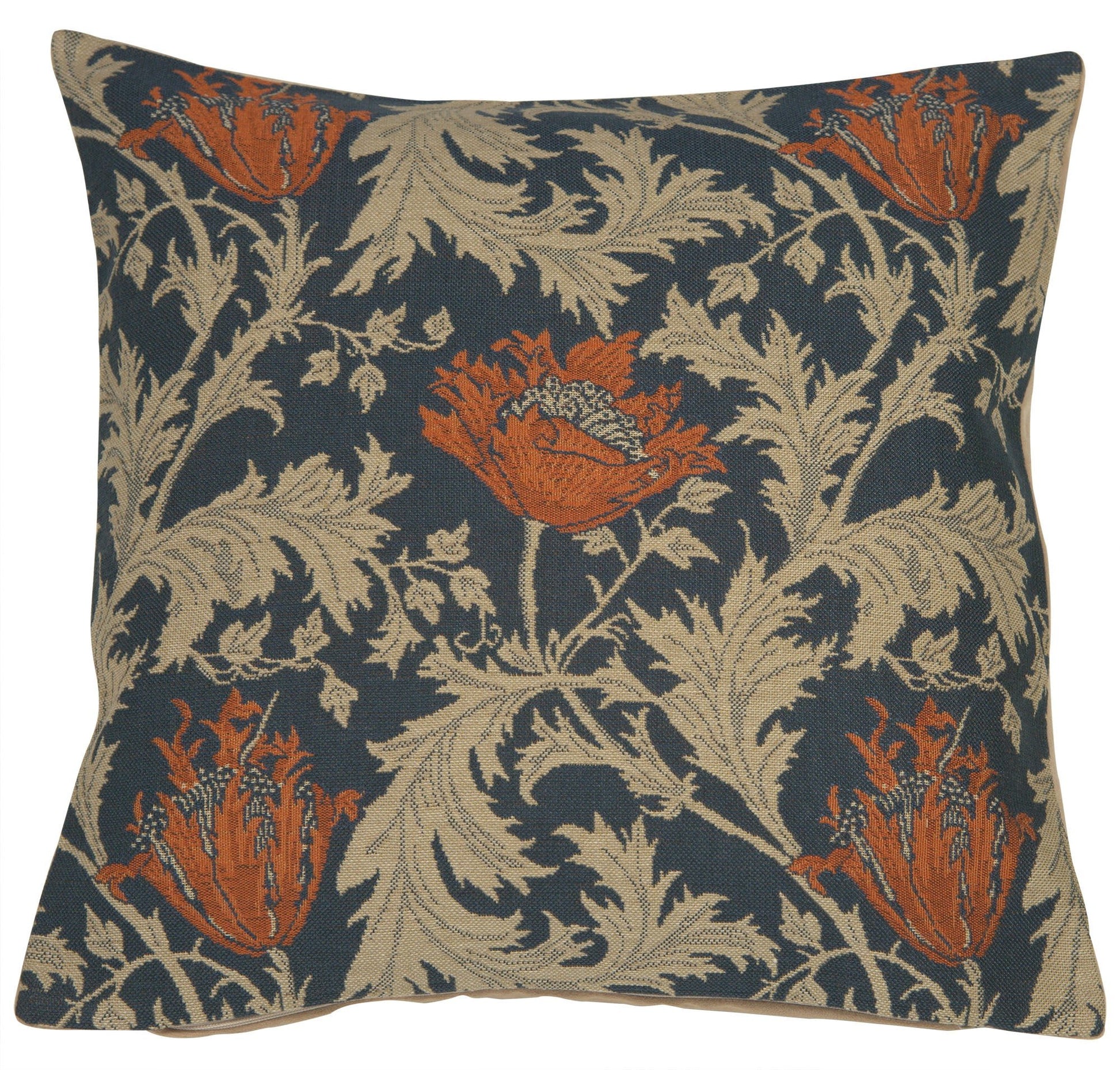 Anemone Blue Rust Tapestry Cushions Cushion Covers Lining Zipper Home Decor - RoseStraya.com