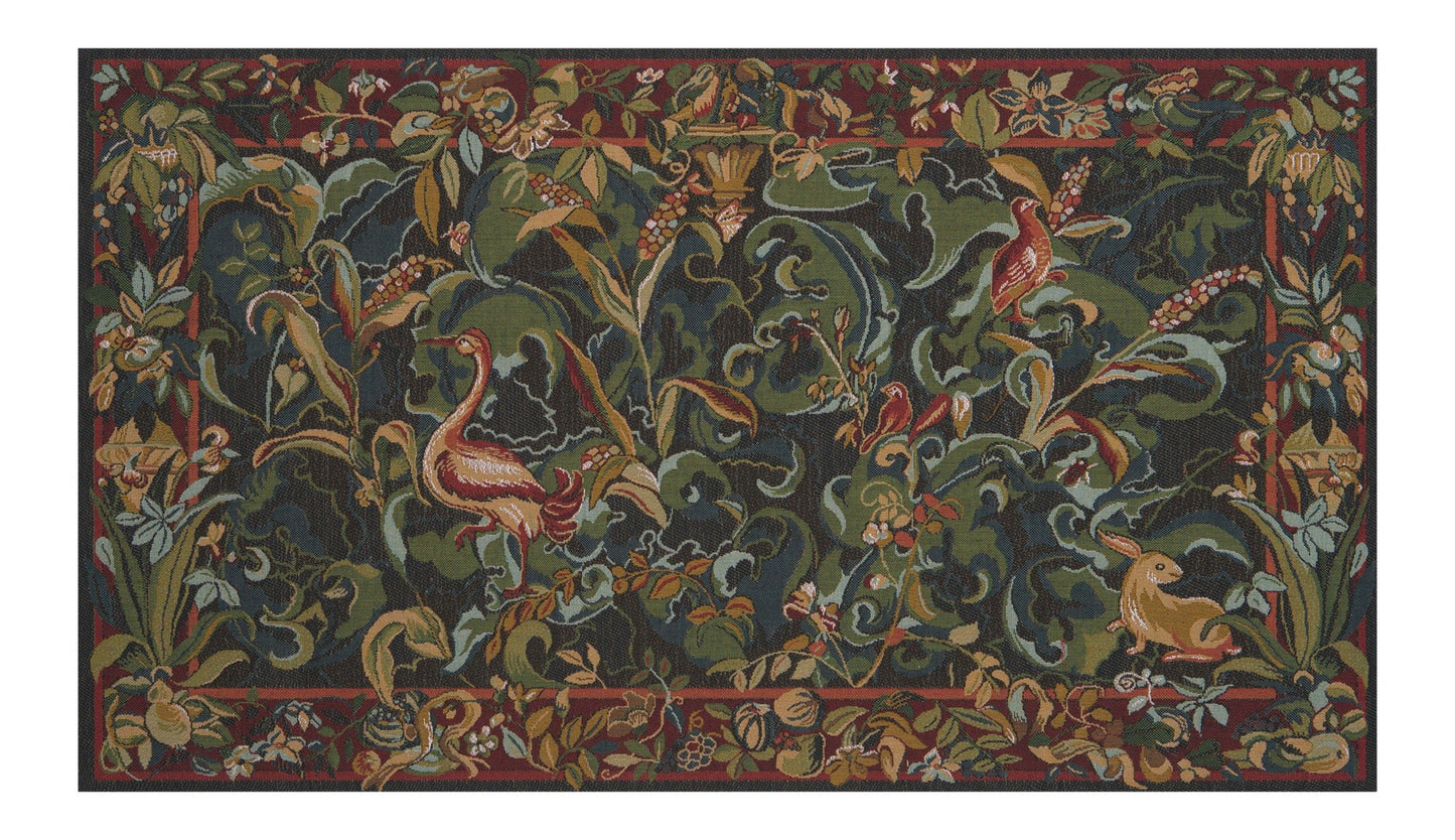 Animals Aristoloches Green French Tapestry Wall Decor Backed with Lining & Tunnel - RoseStraya.com