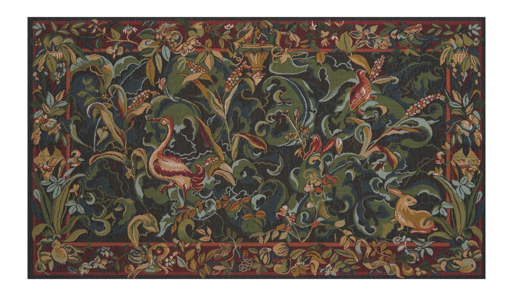 Animals Aristoloches Green French Tapestry Wall Decor Backed with Lining & Tunnel - RoseStraya.com