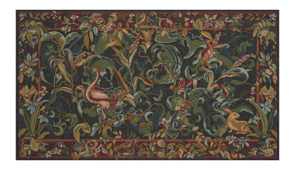 Animals Aristoloches Green French Tapestry Wall Decor Backed with Lining & Tunnel - RoseStraya.com