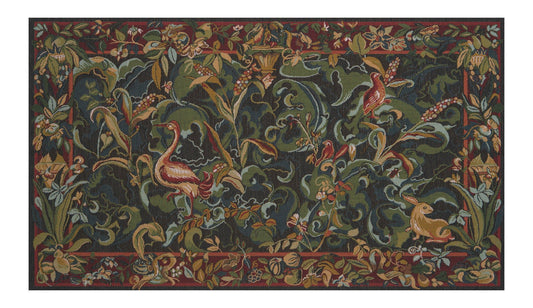 Animals Aristoloches Green French Tapestry Wall Decor Backed with Lining & Tunnel - RoseStraya.com