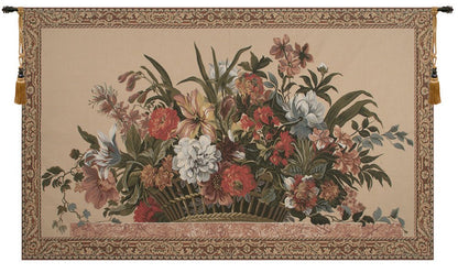 Ann's Floral Basket Large European Tapestry Wall Decor Backed with Lining & Tunnel - RoseStraya.com