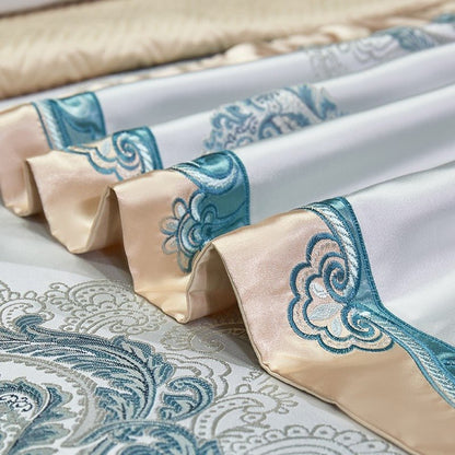 Anushna 1000TC Satin Jacquard Egyptian Cotton Luxury European Duvet Cover Sets - RoseStraya.com