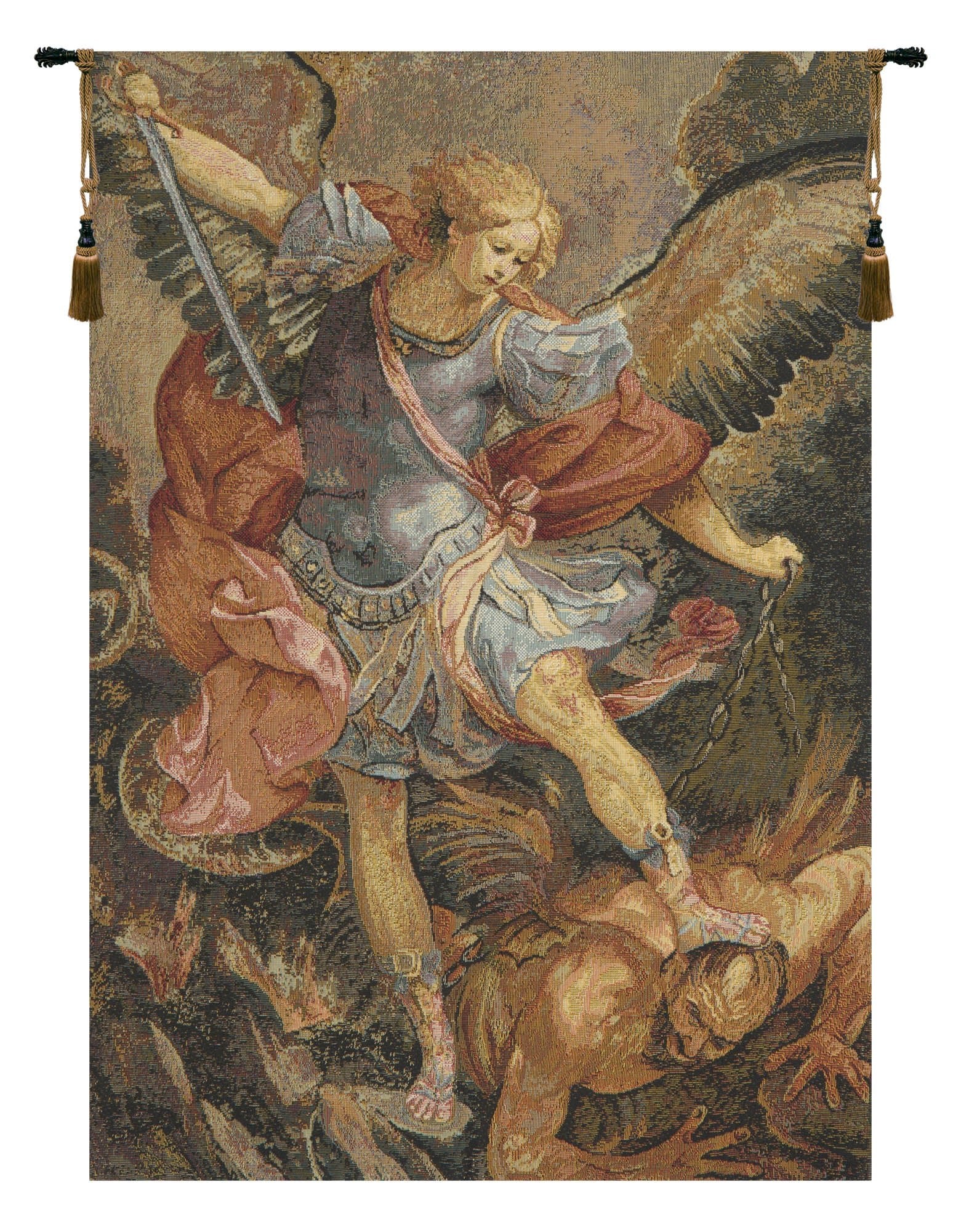 Archangel Michael European Tapestry Wall Art Decor Backed with Lining & Tunnel - RoseStraya.com