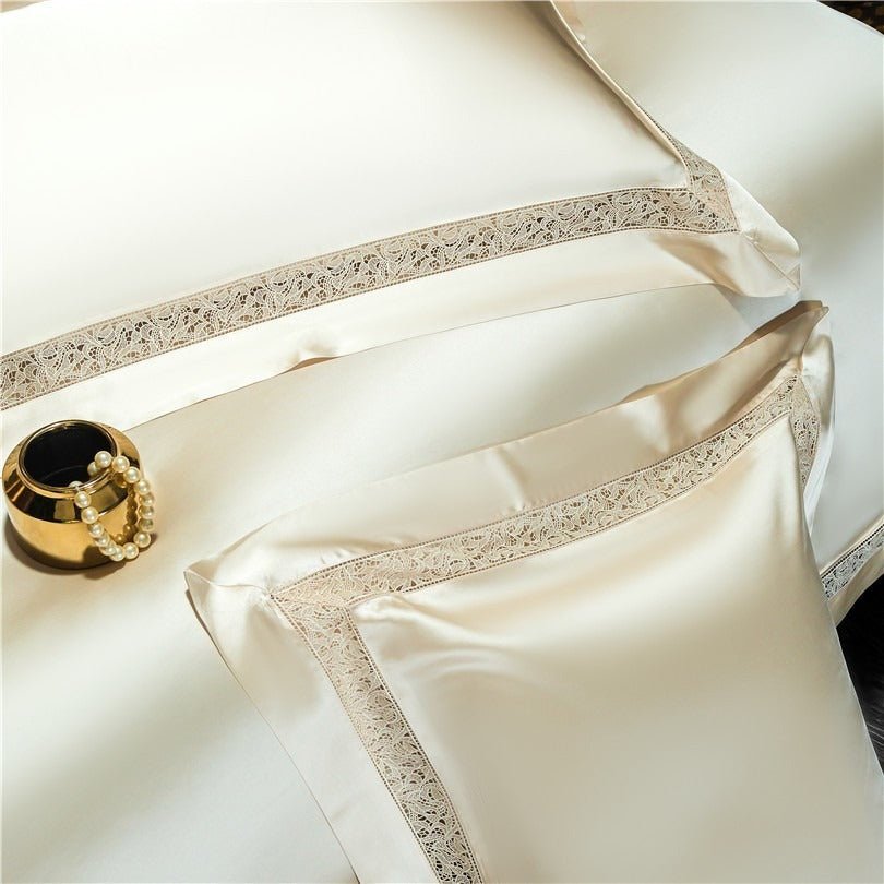 Bella Gold Modern Satin Egyptian Cotton Duvet Cover Set - RoseStraya.com