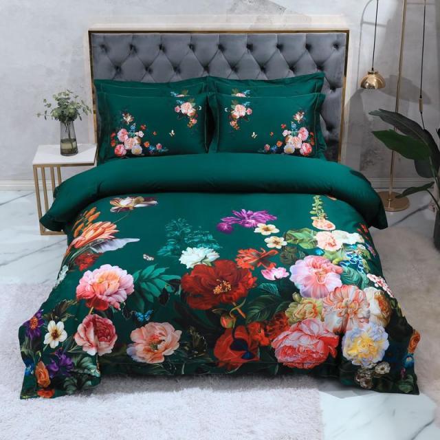 Callista Green Egyptian Cotton Duvet Cover Set - RoseStraya.com