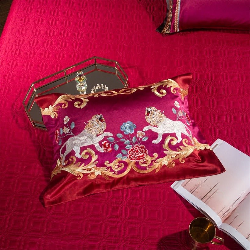 Charlene Embroidery Satin Jacquard Egyptian Cotton Duvet Cover Set - RoseStraya.com