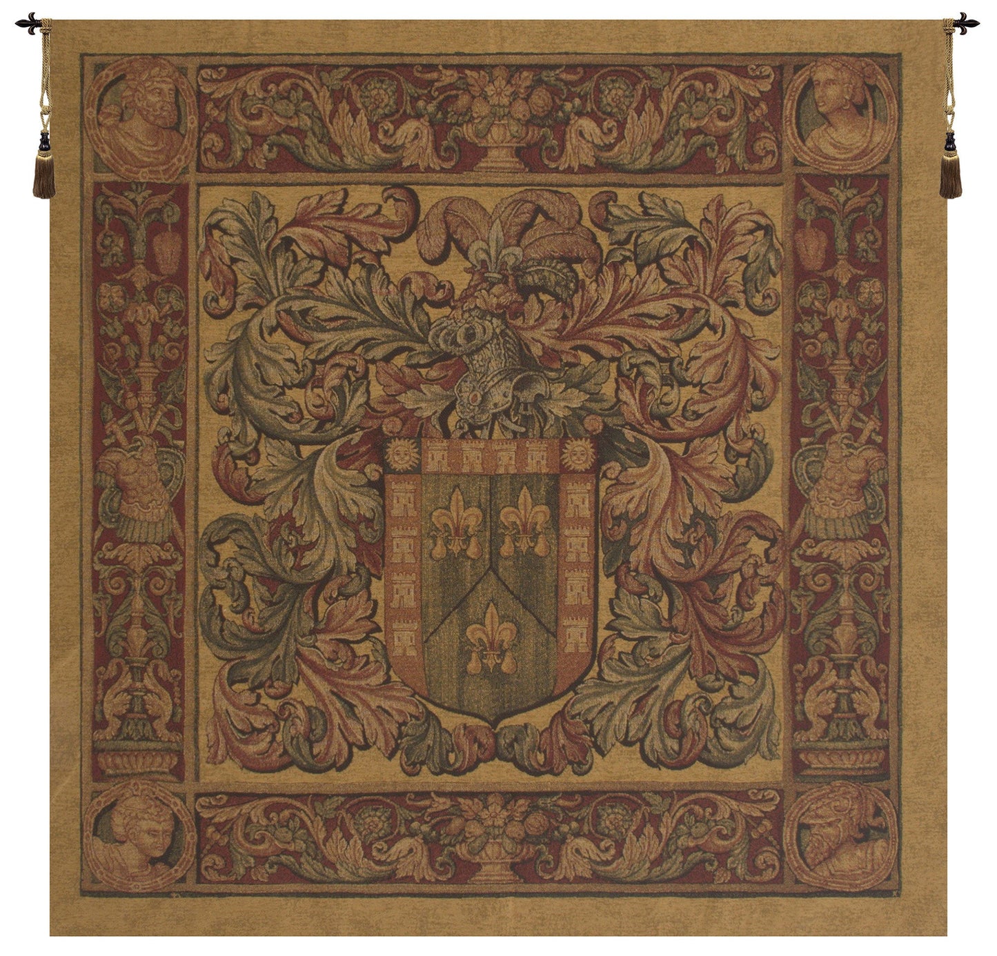 Crest and Fleur Belgian Tapestry - RoseStraya.com
