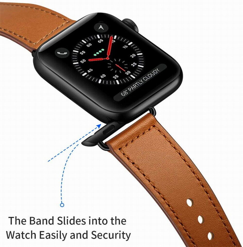 Genuine Leather Strap Fit Apple Watch iWatch Series SE 8 7 6 5 4 3 2 1 41mm 45mm