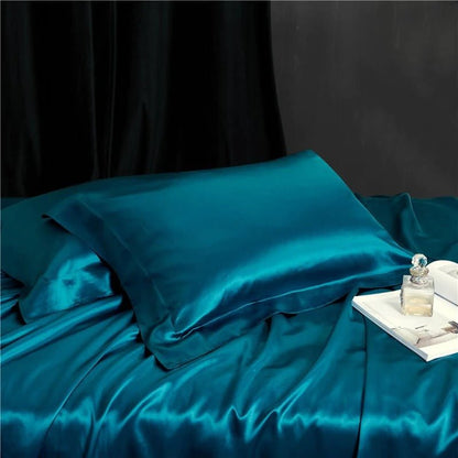 Eloisa Aqua Marine Luxury Pure Mulberry Silk Bedding Set - RoseStraya.com