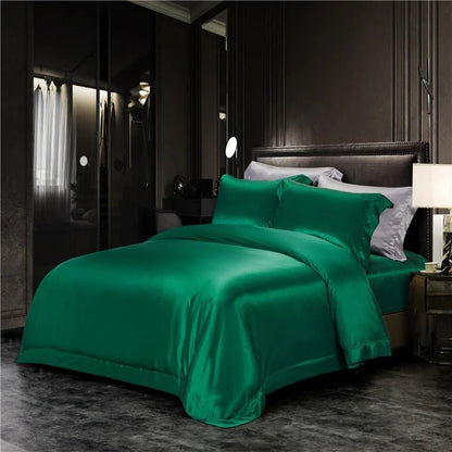 Eloisa Emerald Green Luxury Pure Mulberry Silk Bedding Set - RoseStraya.com