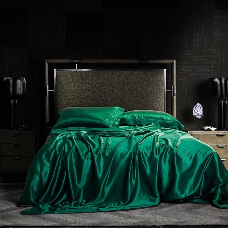 Eloisa Emerald Green Luxury Pure Mulberry Silk Bedding Set - RoseStraya.com