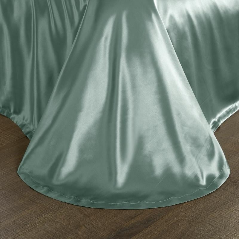 Eloisa Pistachio Green Luxury Pure Mulberry Silk Bedding Set - RoseStraya.com
