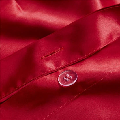 Eloisa Ruby Red Luxury Pure Mulberry Silk Bedding Set - RoseStraya.com