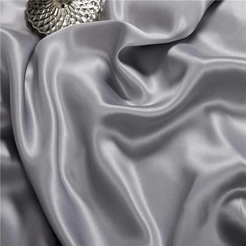 Eloisa Sonic Silver Luxury Pure Mulberry Silk Bedding Set - RoseStraya.com