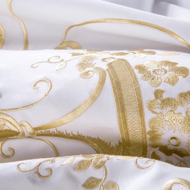 Ezra White Egyptian Cotton Embroidery Duvet Cover Set - RoseStraya.com