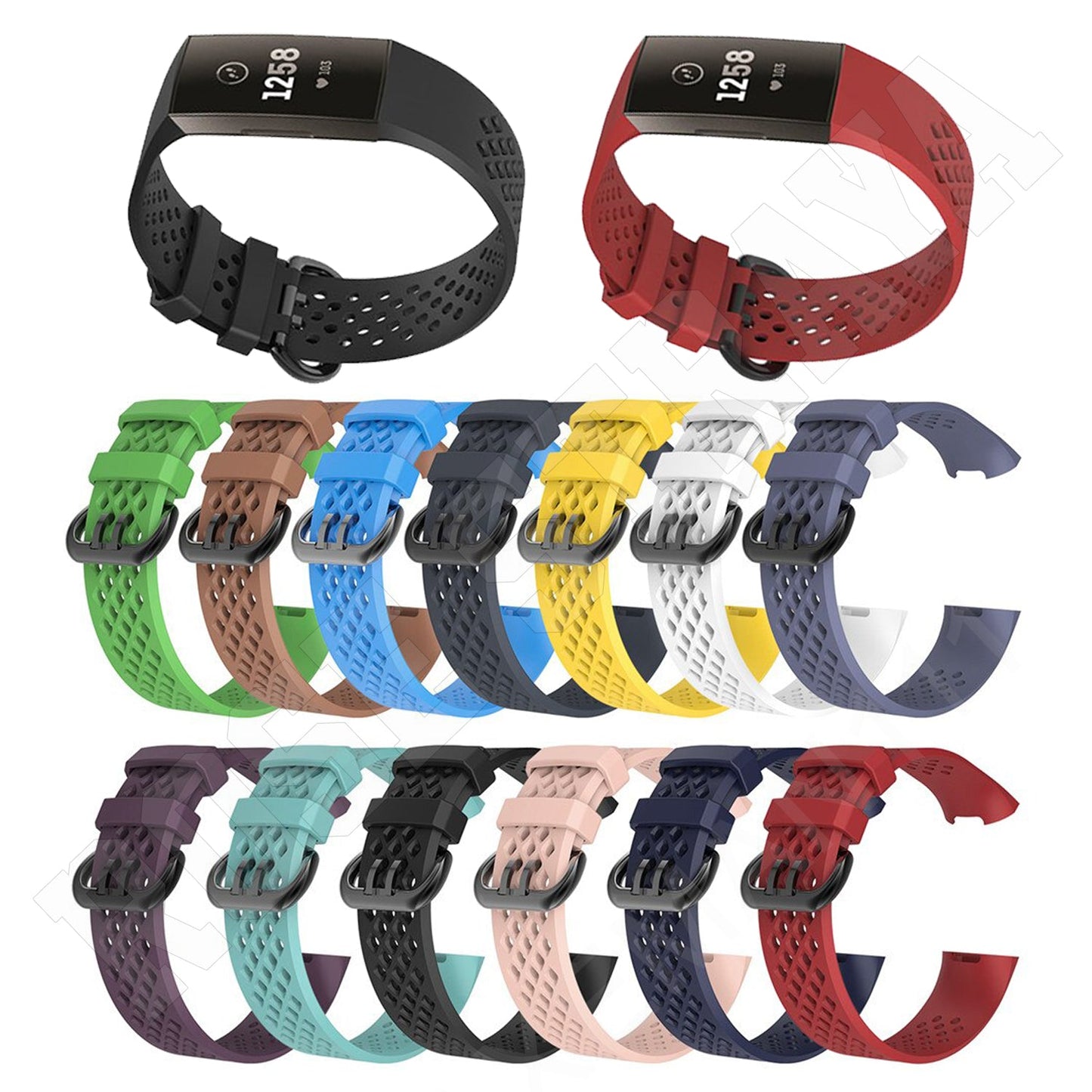 Fitbit Charge 3/4/SE Breathable Bands Soft Silicone Replacement Sports Strap