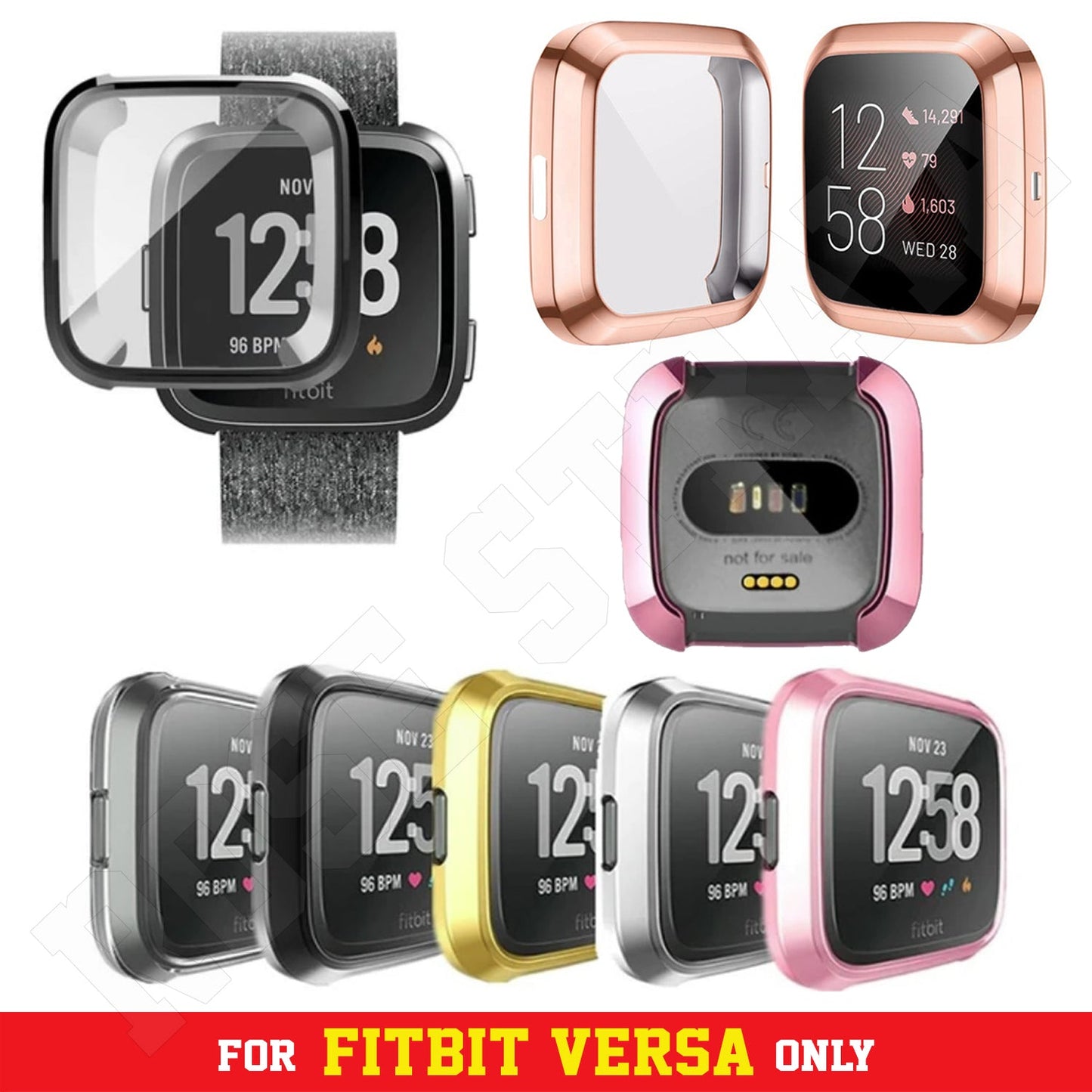 Fitbit Versa Protective Cases Full Coverage Cover Screen Protector Thin Soft TPU