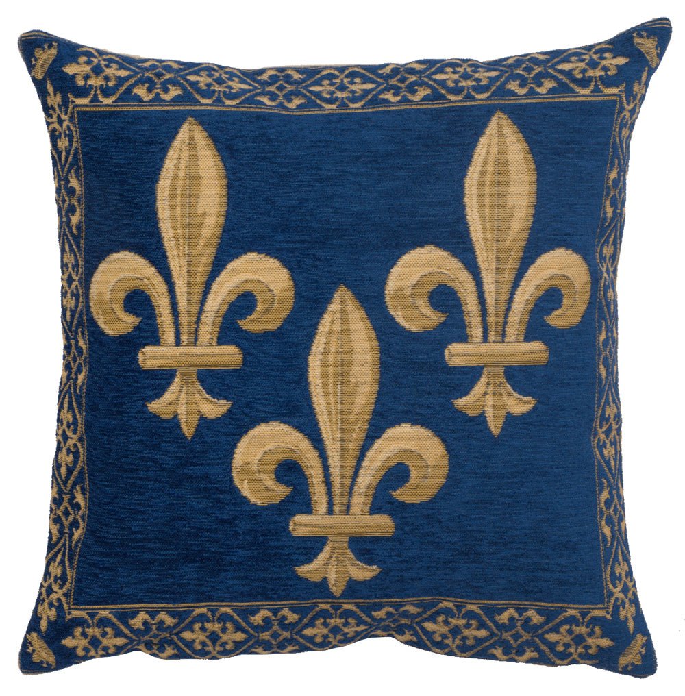 Fleur de Lys Blue II Velvet Background European Cushion Covers - RoseStraya.com